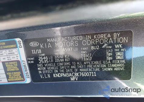 2019 Kia Sportage Lx из США, поврежденный, VIN KNDPM3AC8K7600711